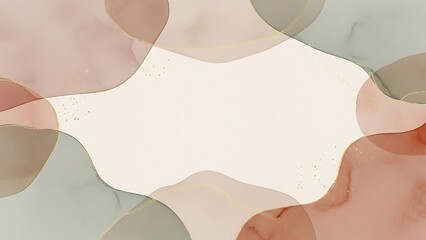 Organic Soft Watercolor Wash Abstract Background with Muted Earthy Tones and Gold Shimmer
