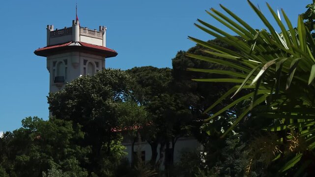 Khedive Palace Tower with Waving Turkish Flag