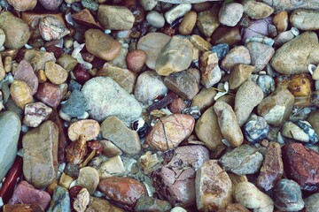 Colorful beach pebbles texture background