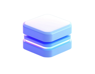 Isometric 3D rendering of a two-layered, glowing data structure