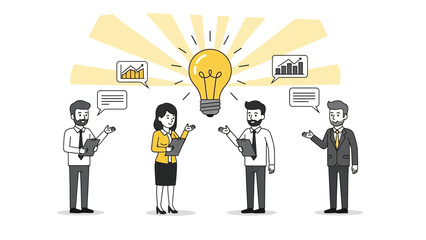 Teamwork Business Idea Brainstorming Lightbulb Innovation Strategy Meeting