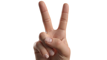 Hand making peace sign isolated on transparent background