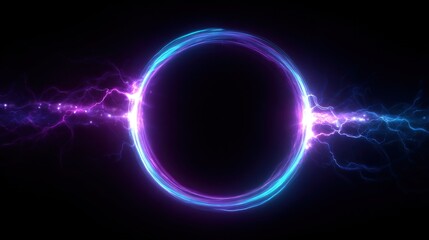 Obraz premium Vibrant Energy Circles with Electric Pulses in Dark Background