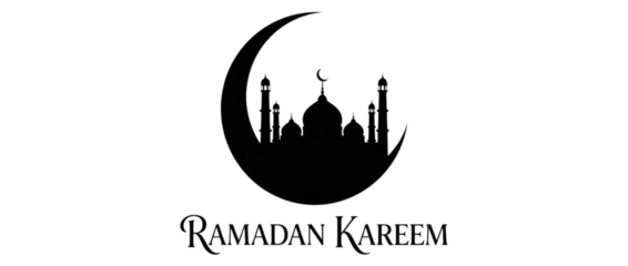 Ramadan kareem silhouette of a mosque and crescent moon representing the spirit of the holy month high-key lighting with cutout object