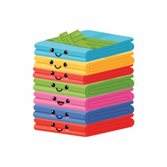 Stack of Colorful Towels with Happy Faces.