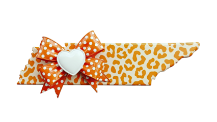 Tennessee Map with Orange Polka Dot Bow and Heart