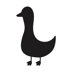 Black Duck Silhouette Vector, Minimalist Bird Animal Illustration, Simple farm bird icon.