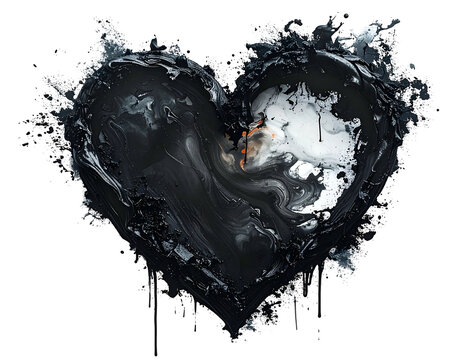 Abstract heart composed of swirling dark paint with lighter hues
