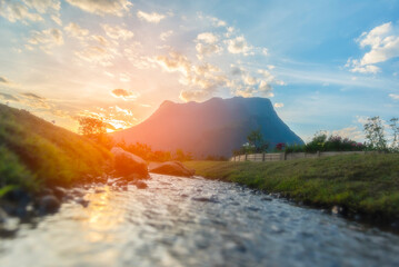 The scenery of Doi Luang Chiang Dao at sunset time in Chiang Mai, Thailand.