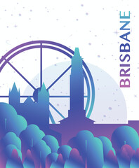 Brisbane, Australia gradient futuristic poster. Vector landmark abstract silhouette graphic for brochure, vertical page, booklet, cover