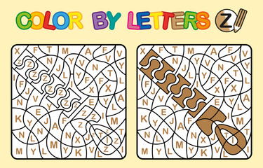 Color by letter Z. Coloring Zipper. Puzzle game for children education