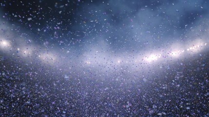 Abstract background with a dark blue sky. the sky is filled with small white and pink confetti particles that are scattered all over the image.