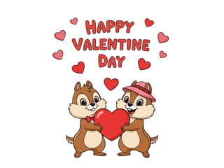 Obraz premium Happy valentine day chipmunks isolated on transparent background