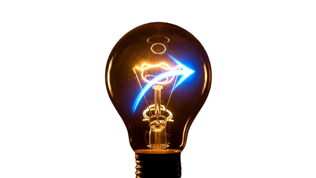 "Path to Innovation: Glowing Arrow Inside a Classic Lightbulb (Adobe Stock Style)"
