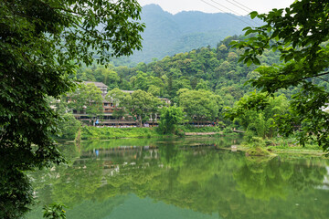 Mountain village in the lower foothills of Mount Emei, Sichuan, China