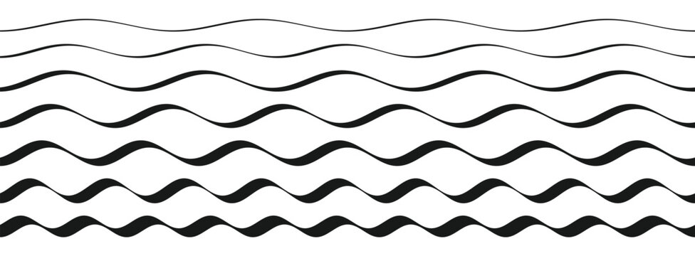 wavy border pattern set repeating wave lines collection
