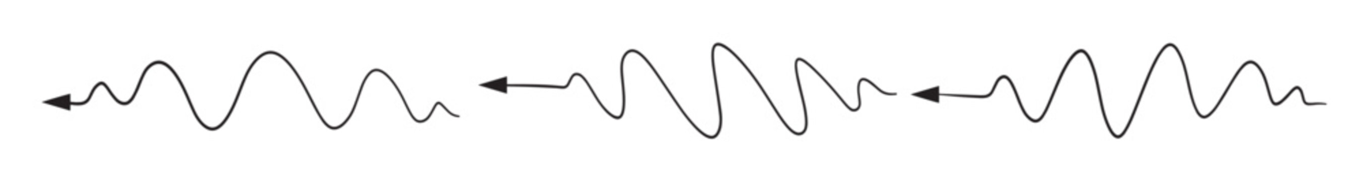 wavy line set of curved and sinuous arrows