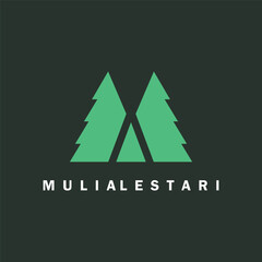 M letter pines tree logo icon vector design template