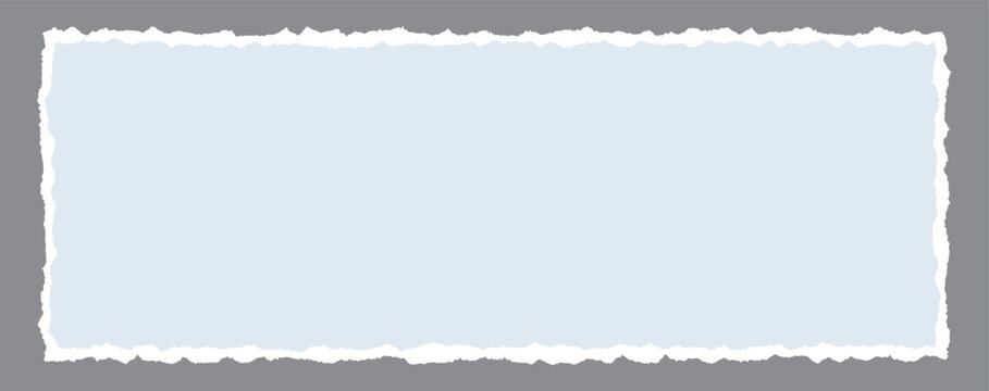 wide paper frame with jagged edges white and blue blank