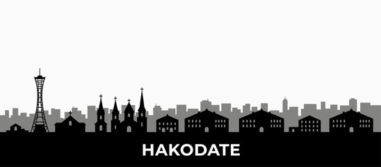 Fototapeta premium Hakodate city skyline panorama silhouette vector illustration