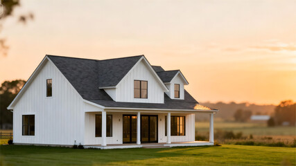 Obraz premium house in the sunset