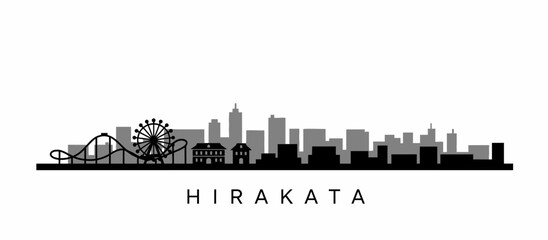 Obraz premium Hirakata Japan city skyline silhouette vector illustration