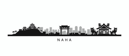 Naha Okinawa Japan city skyline silhouette vector illustration