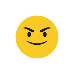 Wicked Smiley Face Emoji Icon - Evil Grin and Mischievous Eyes