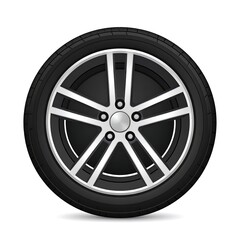 Obraz premium A digital illustration of a car tire with a silver rim