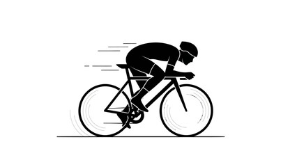 Vector icon of a fast cyclist in an aerodynamic racing position, emphasizing speed and athletic performance. Ideal for sports, fitness, and dynamic motion concepts in cycling