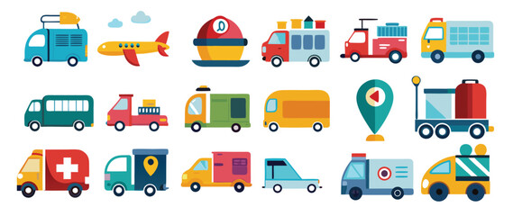 transportation icon set collection illustration © Zohin