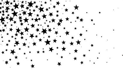 A digital illustration of a scattering of black stars on a white background