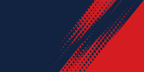 A dynamic abstract background features a bold contrast of red and navy blue separated by angled brush strokes, creating a visually striking and textured composition © Qomariyah .