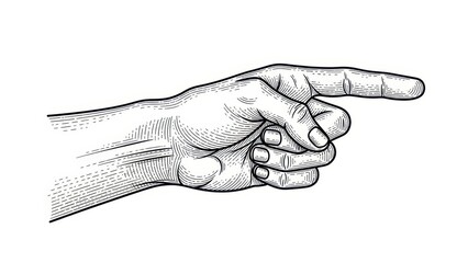 Hand pointer engraving illustration, a symbol of guidance and direction with detailed