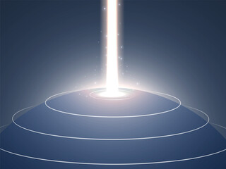 Futuristic AI Deep Learning big Sphere Globe beam of light shot down from above and surrounded by curved lines vector illustration design concept Representing Artificial Intelligence, Neural Network.