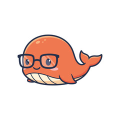 Obraz premium Whale Character Illustration with Glasses