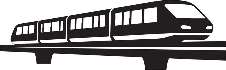 Monorail Train Silhouette Icon Elevated Rail Transport