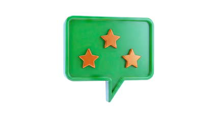 Green Speech Bubble with Three Orange Stars