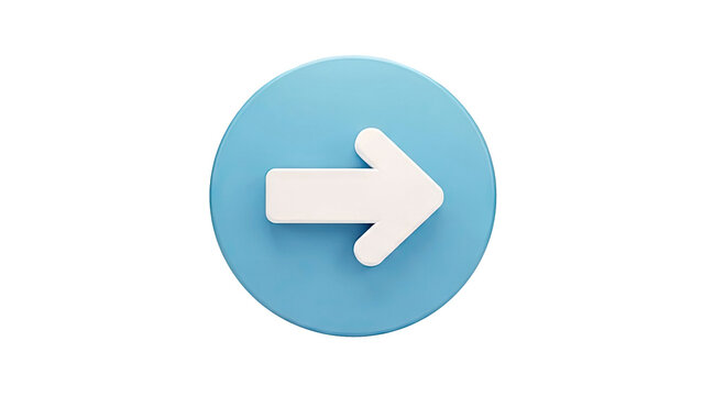 3D Rendered Blue Circle with White Arrow Pointing Right