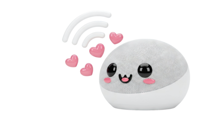 Cute Smart Speaker with Hearts and Wi-Fi Symbol
