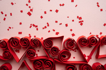 Layered Paper Heart Background with Horizontal Composition