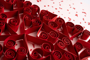 Overlapping Paper Heart Pattern Background