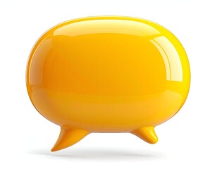 Glossy orange chat bubble, three legs, isolated on white background