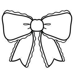Cute Ribbon Bow line art illustration 