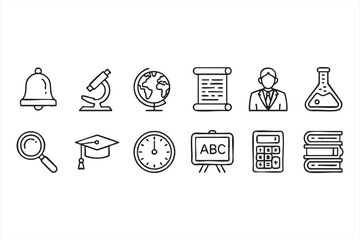 Classroom UI icons for e-learning apps, digital teaching platforms