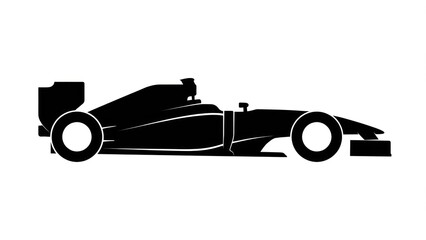 Obraz premium Silhouette of racing car isolated on plain white background for design