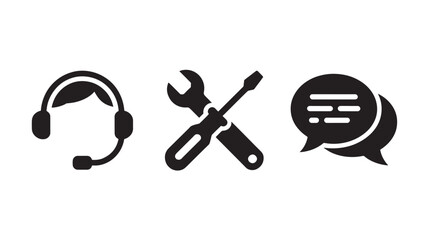 Vector Illustration Of Customer Support Icons For Business And Technology
