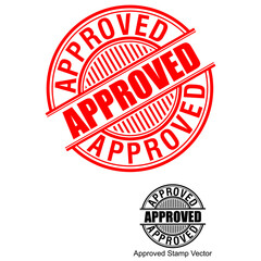 Approved, red rubber stamp vector