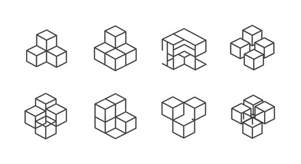 Collection of geometric cube arrangements Vector