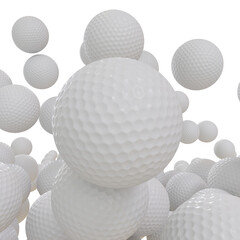 Golf balls isolated transparent background photo realistic 3d rendering with alpha channel
